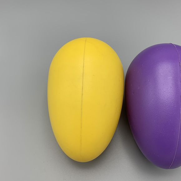 Pair of Plastic Blow Mold Easter Eggs 1 Yellow 1 Purple Yard Lawn Eggs 8" Hollow - Picture 8 of 12